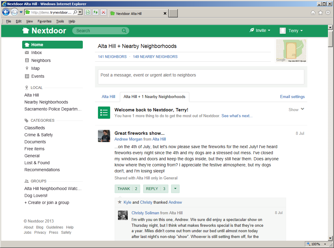 The home page