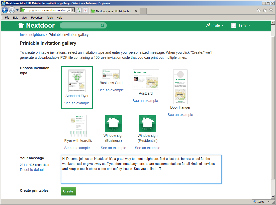 Send invitations by flyer