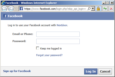 Sign up with Facebook