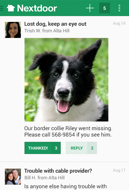 The Home screen on Nextdoor for Android