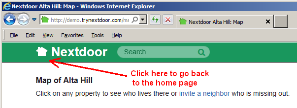 How to go back to the home page