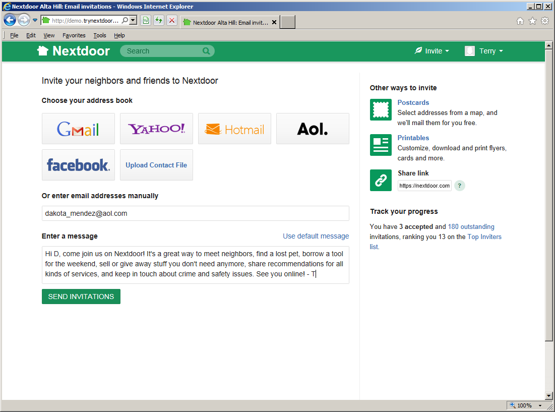 Send invitations by email