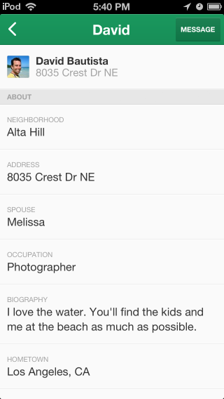 A neighbor's profile